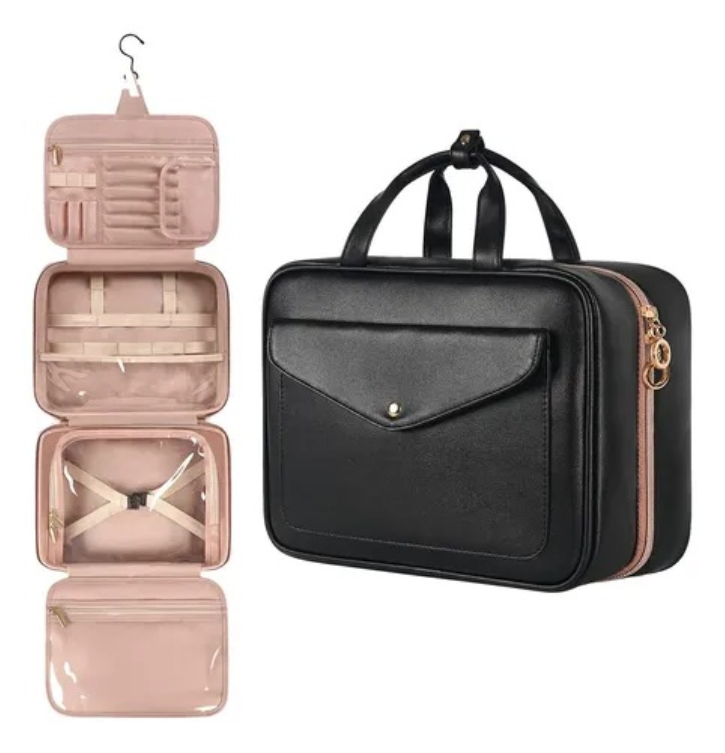 Neceser Cosmetiquera Profesional Caja De Viaje Mujer 4 En 1 Negro image number null