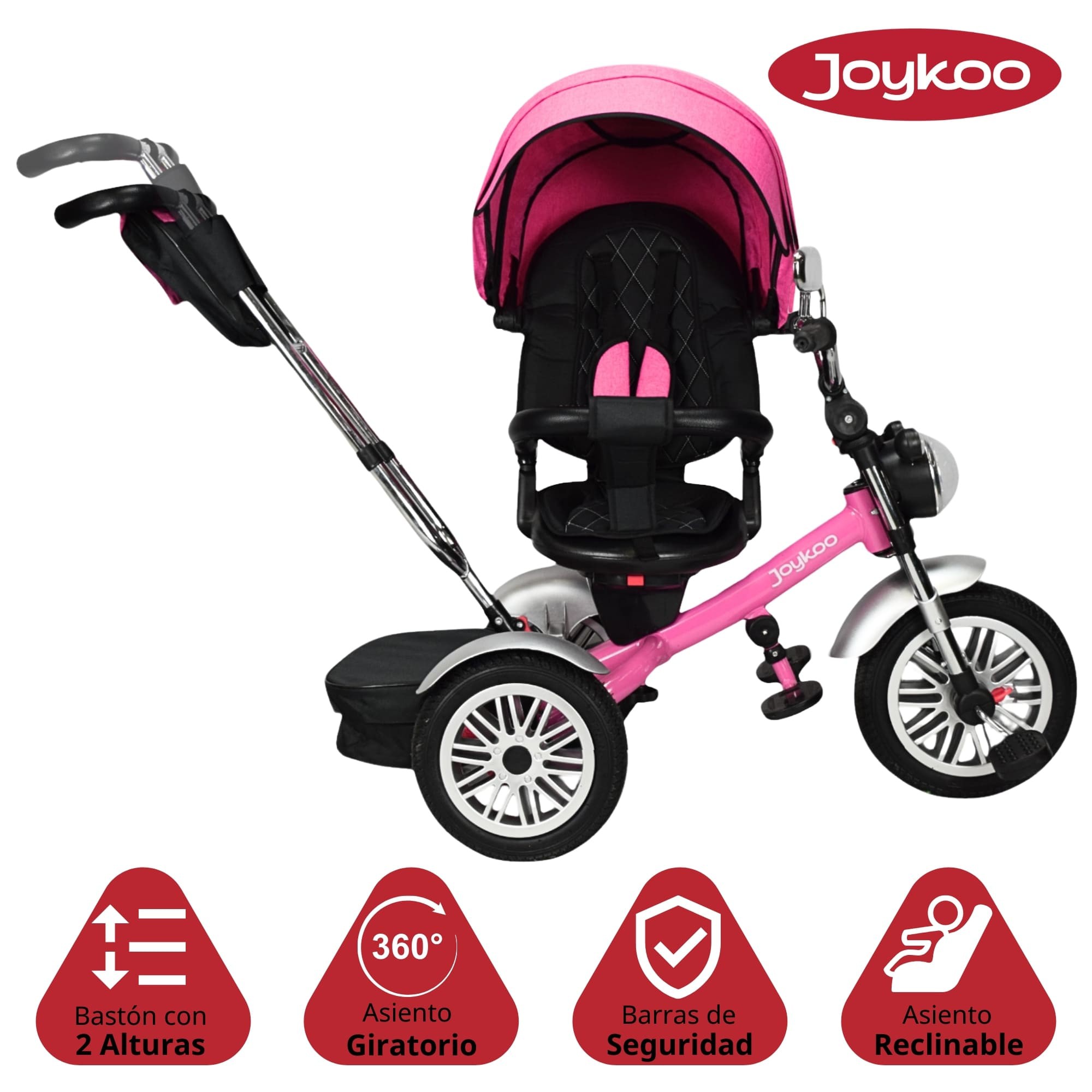 Triciclo para Ni&ntilde;os Reclinable Giratorio 360 Sonido Llanta Goma - Rosa image number null