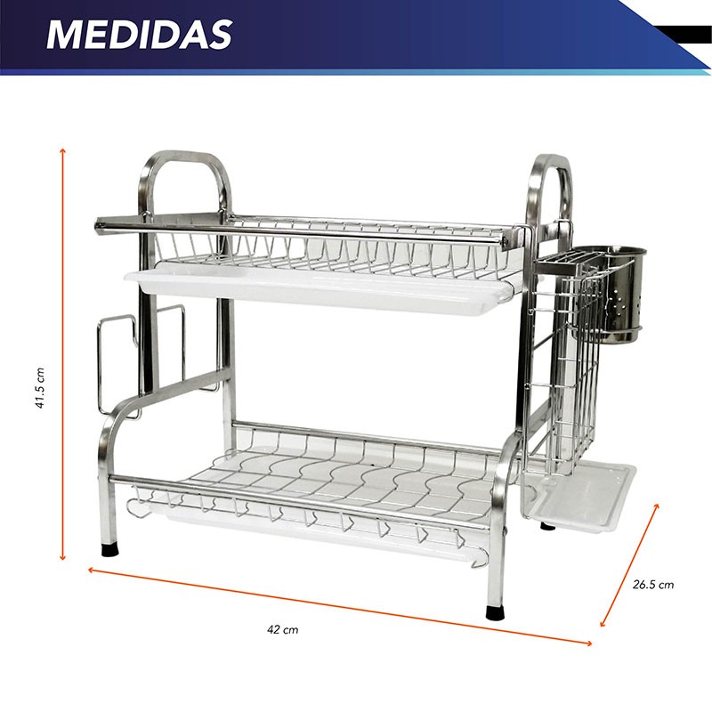 Escurridor de trastes 2 Niveles RD ROYAL COOK de Acero Inoxidable image number null