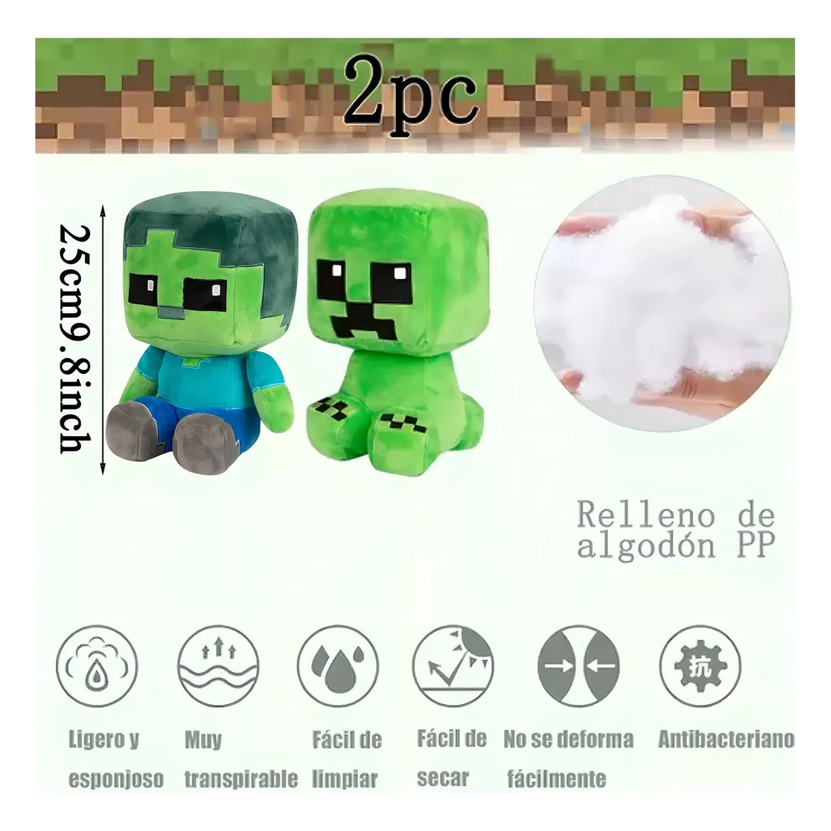 2piezas De Creeper Minecraft Calidad Superior Peluche image number null