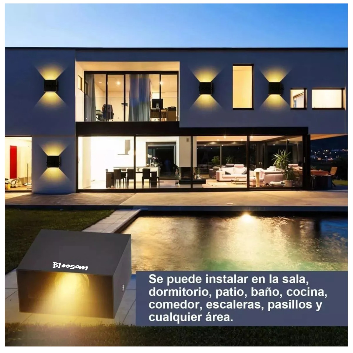 L&aacute;mpara De Pared Led De 12w Foco Flotante Moderno Negro+Calida Luz Amarilla image number null
