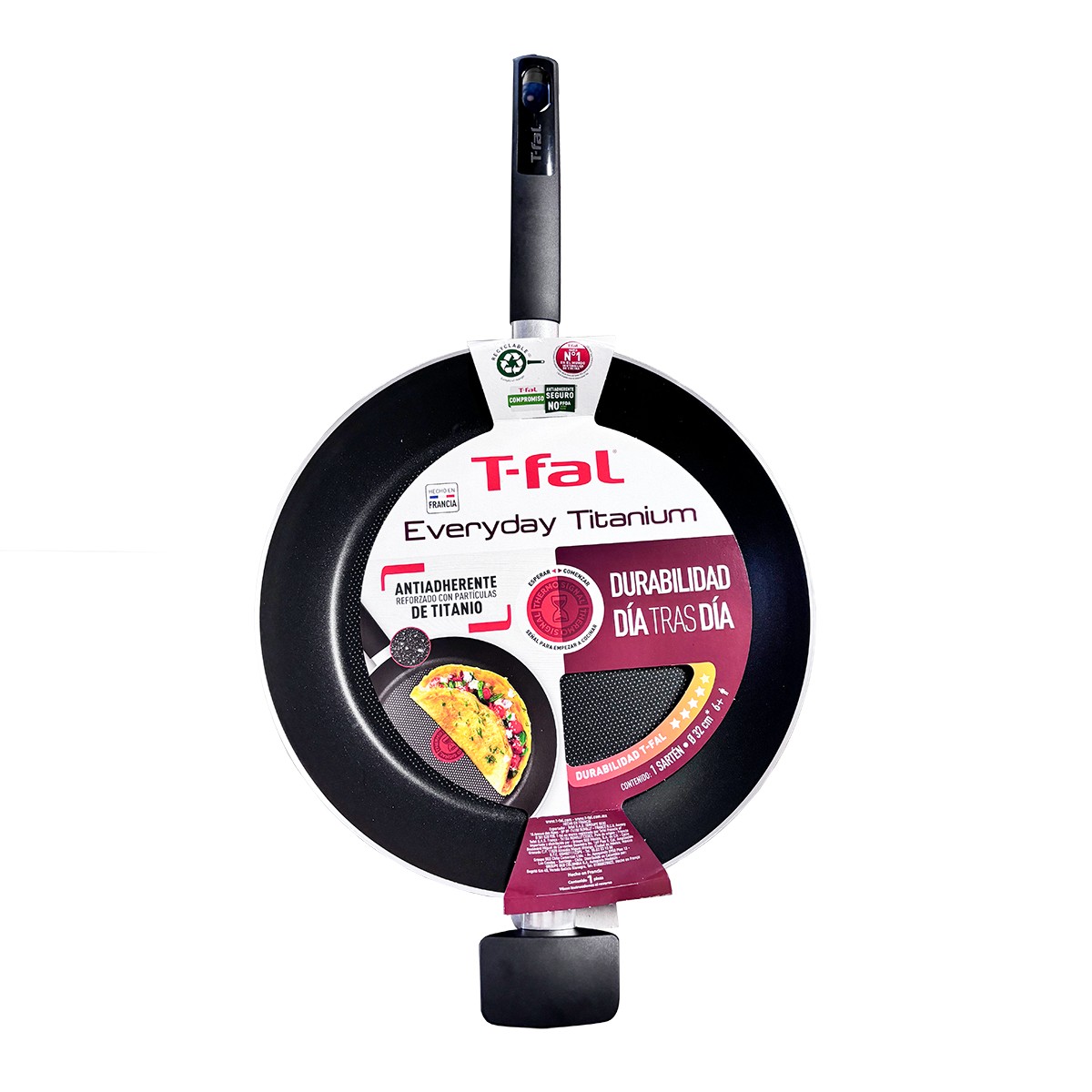 Sart&eacute;n 32 cm con Antiadherente Everyday Titanium Negro T-Fal B4480882 image number null