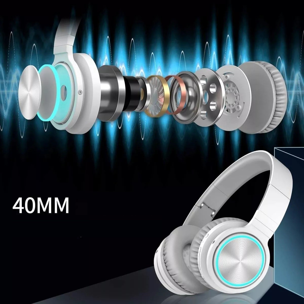 Audifonos Diadema Bluetooth Inal&aacute;mbricos Dura 8 Horas Blanco/Gris. image number null