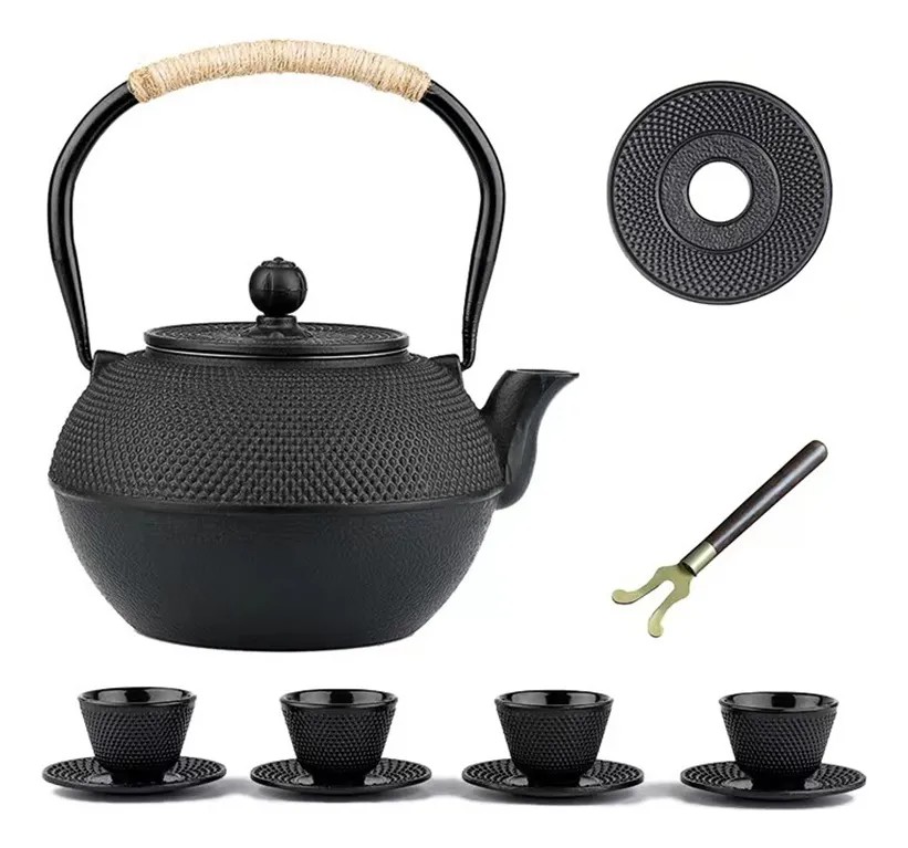 Tetera De Hierro Fundido Estufa 1200ml Con 4 Tazas Esmaltado image number null