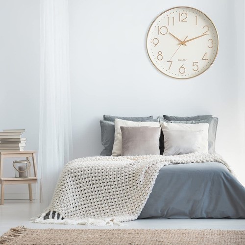 Reloj De Pared Silencioso, Moderno Y Grande De Cuarzo Color de la estructura Oro rosado Color del fondo Oro rosado. image number null