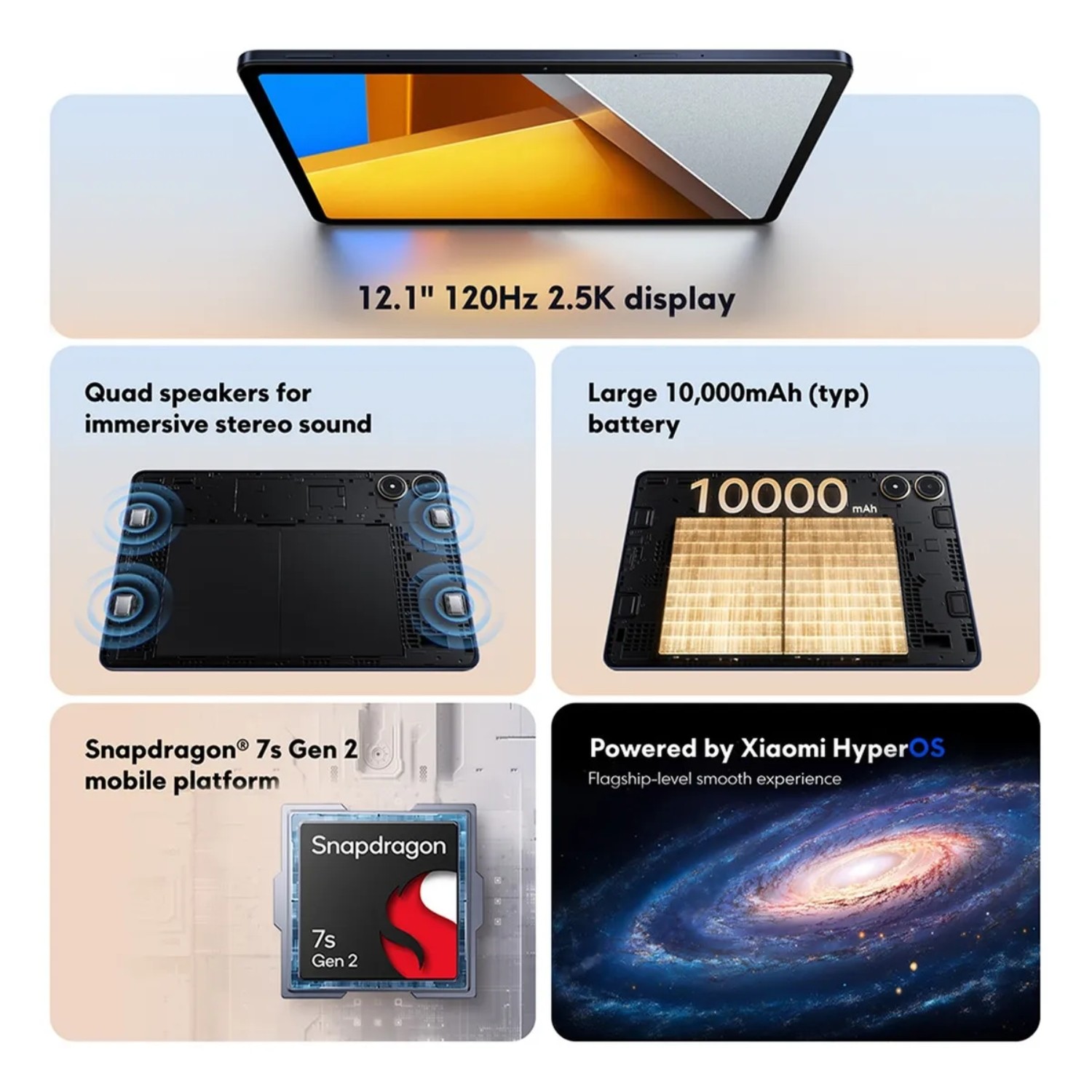 Tablet POCO PAD 12.7" IPS WQHD+ Snapdragon 7s Gen2 - 8GB RAM 256GB - Azul image number null