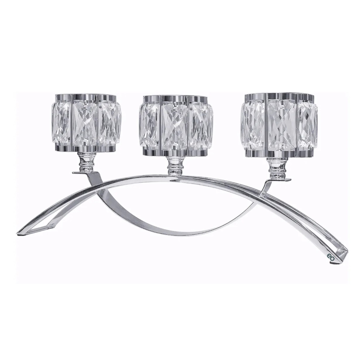 Candelabro Portavelas Cristal Para Decoraci&oacute;n De Mesa Regalo Plateado image number null