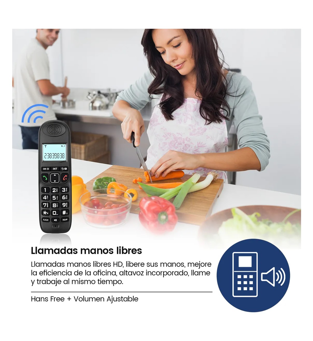 Tel&eacute;fono Inal&aacute;mbrico Malubero Fijo Moderno Con Lcd Para Casa Oficina Negro image number null