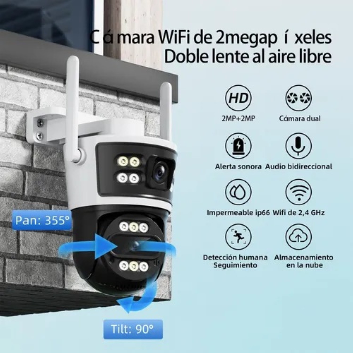 C&aacute;mara De Seguridad Wifi Exterior Resoluci&oacute;n 2mp Negro image number null