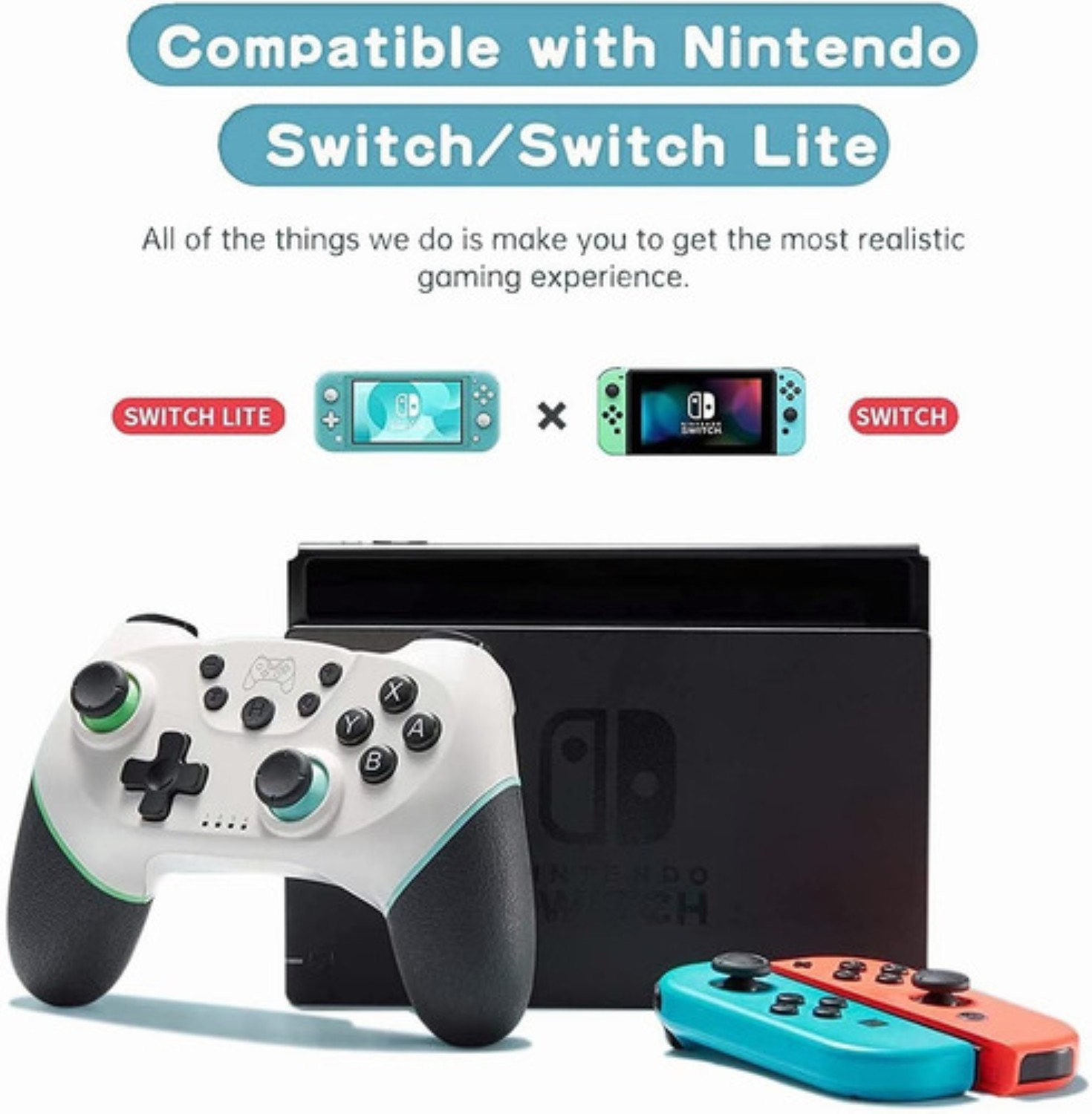 Control Inal&aacute;mbrico Para Nintendo Switch Blanco Con Negro image number null