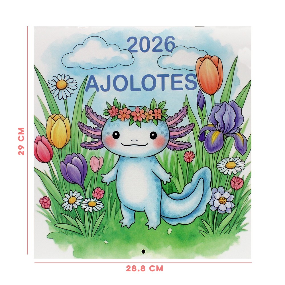 Calendario Planeador Pared 2026 Ajolotes Flink Grande Espacio Notas Dise&ntilde;o mexicano image number null