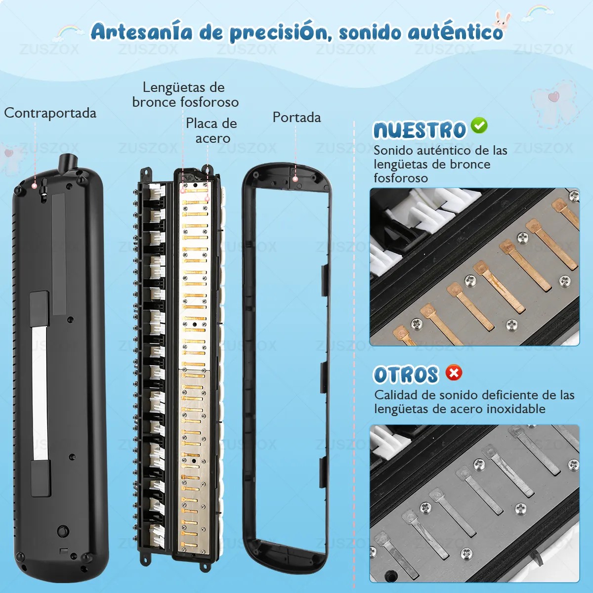 Melodica Portatil 32 Teclas Teclado Piano para Ni&ntilde;os Peque&ntilde;os con Boquilla y Estuche Color Negro image number null