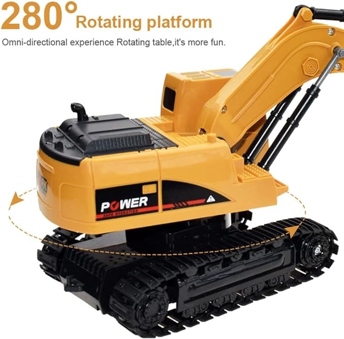 ZAKULU Excavadora RC de 6 Canales Excavadora de Construcci&oacute;n RC Juguete Excavadora con Tapa de Metal de Aleaci&oacute;n Regalo para Ni&ntilde;os y Ni&ntilde;as con Luces y Sonidos image number null