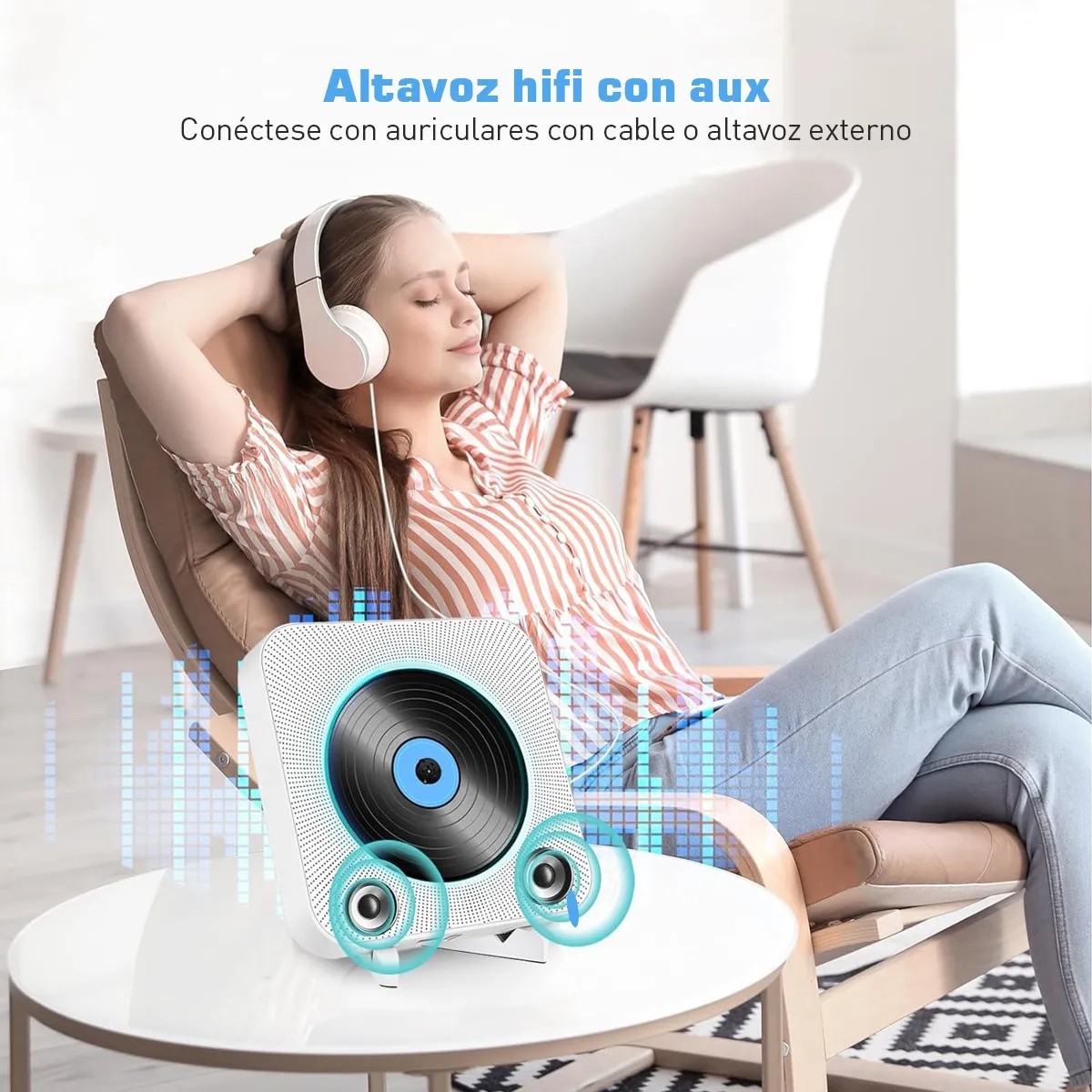 Reproductor De Cd Port&aacute;til Malubero Bluetooth Con Altavoces M&uacute;sica image number null