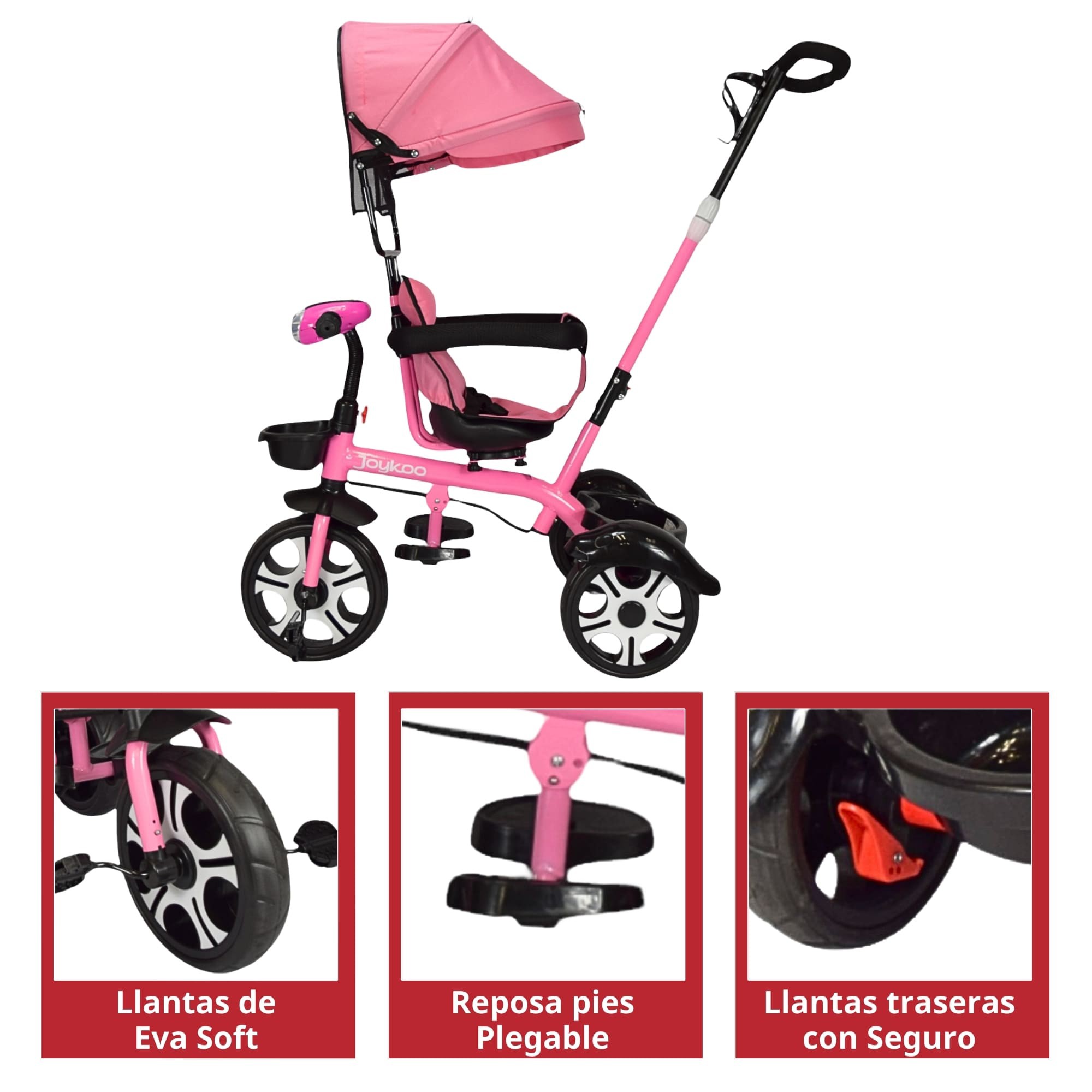 Triciclo para Ni&ntilde;os Evolutivo Asiento Giratorio 360 Luz Sonido - ROSA image number null
