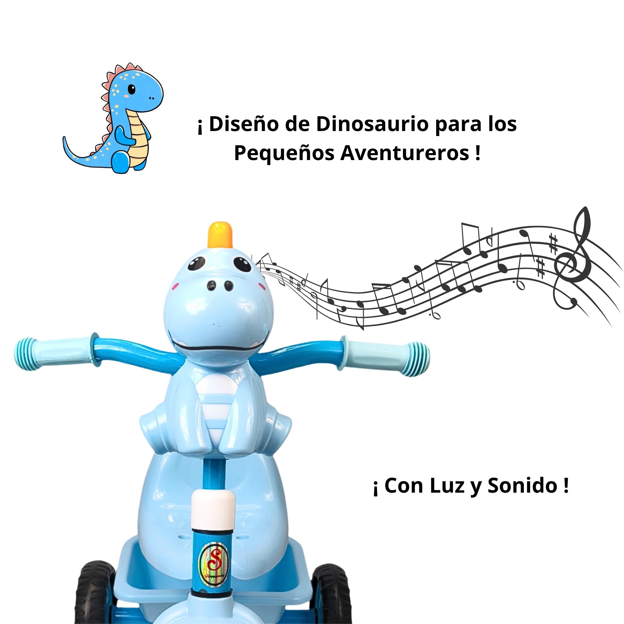Triciclo infantil Dinosaurio con luces y sonidos 3 a 5 a&ntilde;os image number null