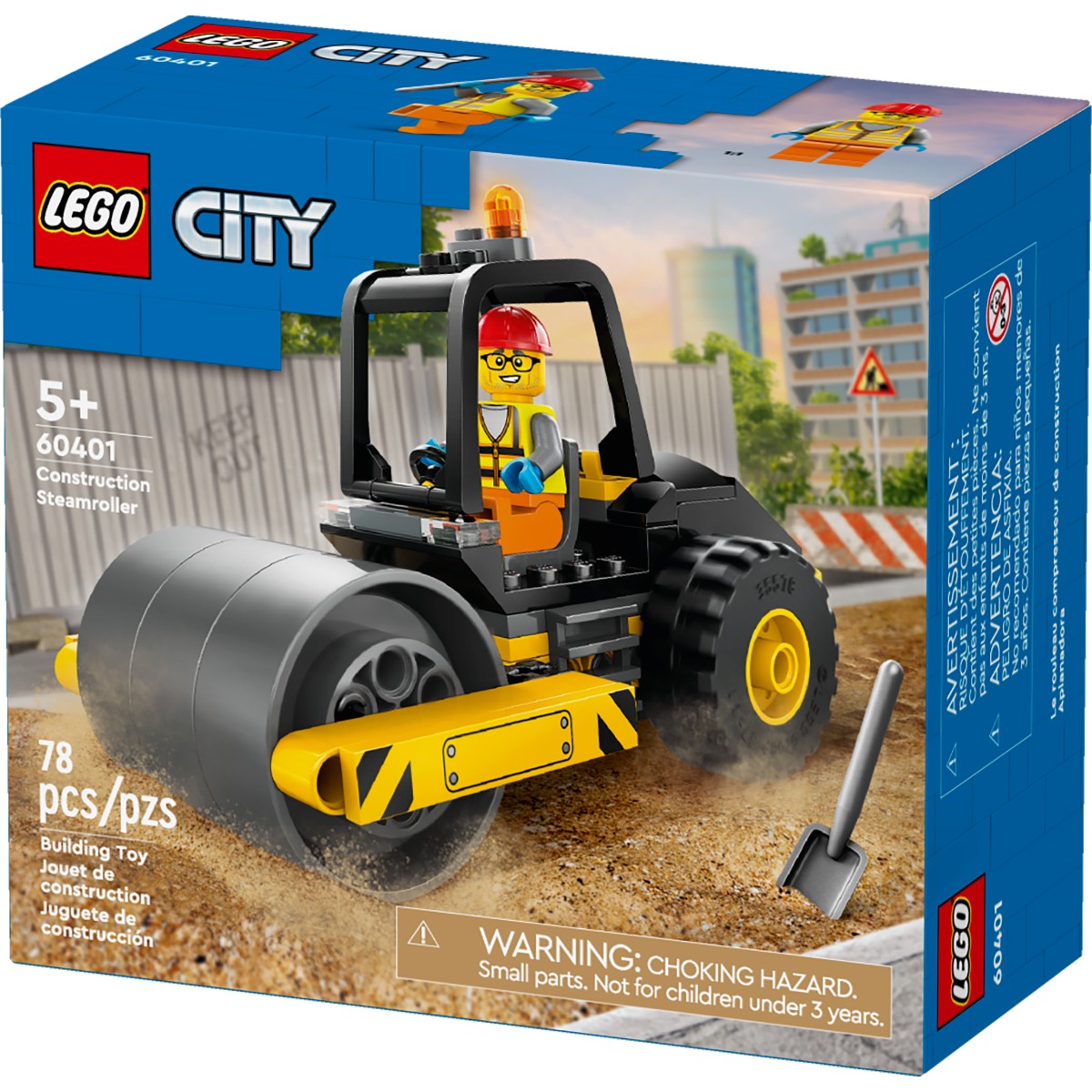 Set LEGO City Aplanadora 60401 78 Piezas COLOR AMARILLO Con Minifigura Desde 5 A&ntilde;os Veh&iacute;culo De Construcci&oacute;n image number null