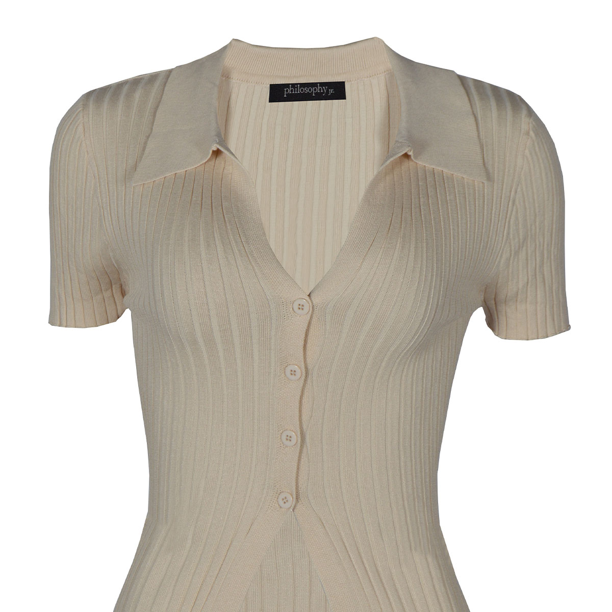 Playera Lisa con Botones Philosophy Talla Chica Color Beige para Mujer image number null