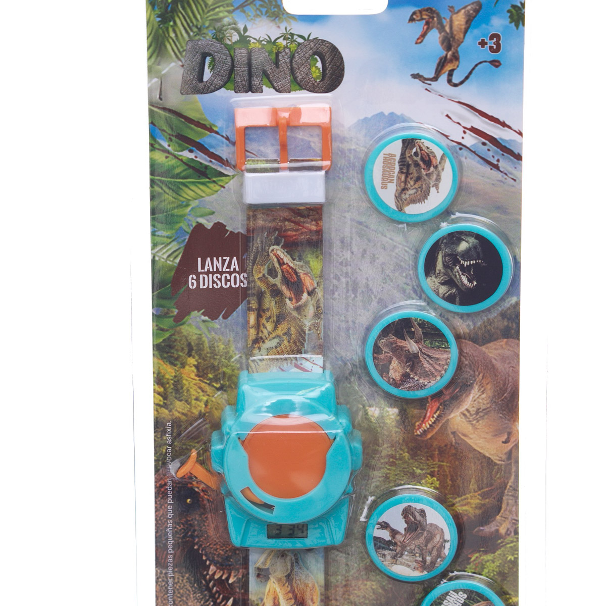 Reloj Digital & Divertido Lanza Discos Dinosaurios Switch image number null