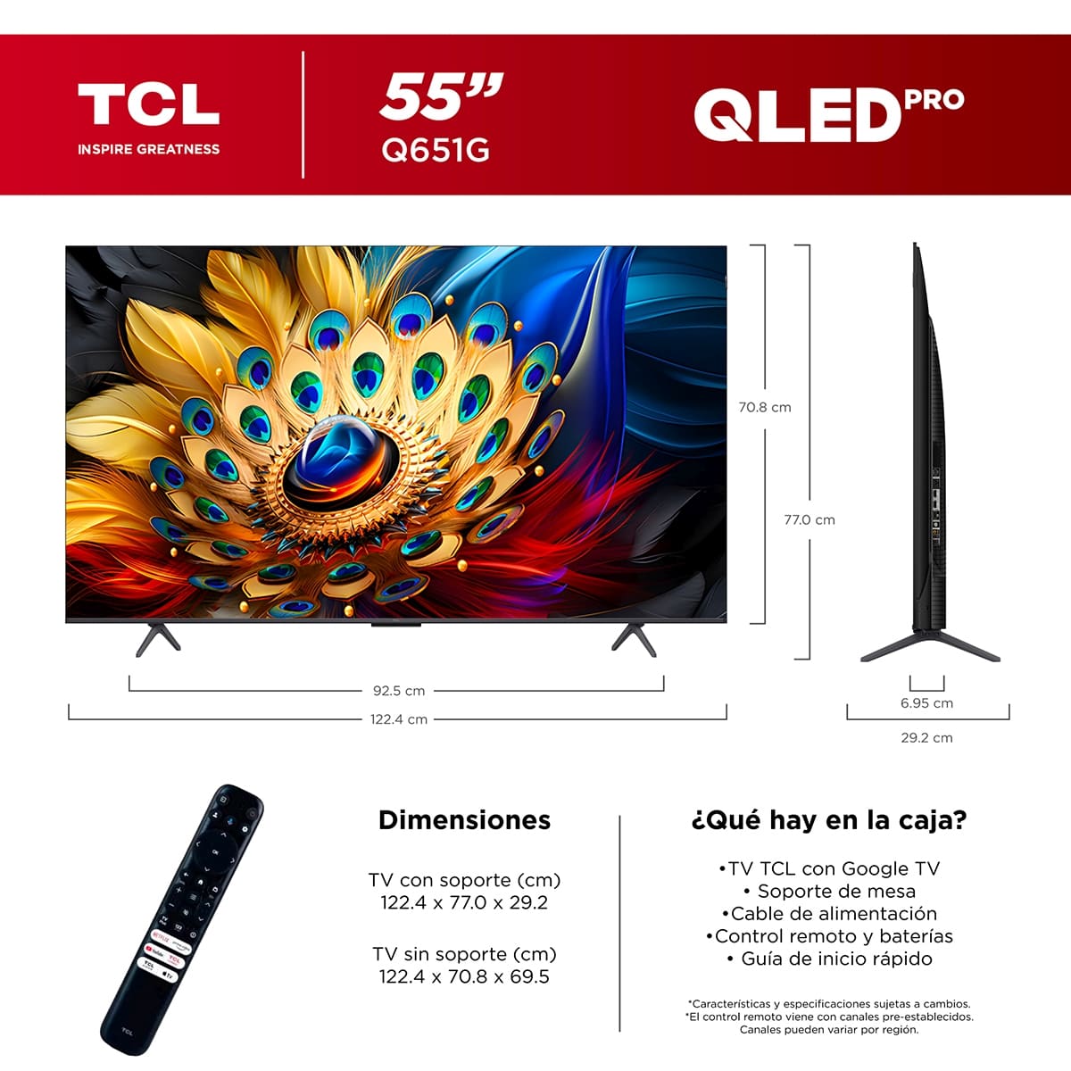 Pantalla TCL de 55 Pulgadas QLED 4K 55Q651G image number null
