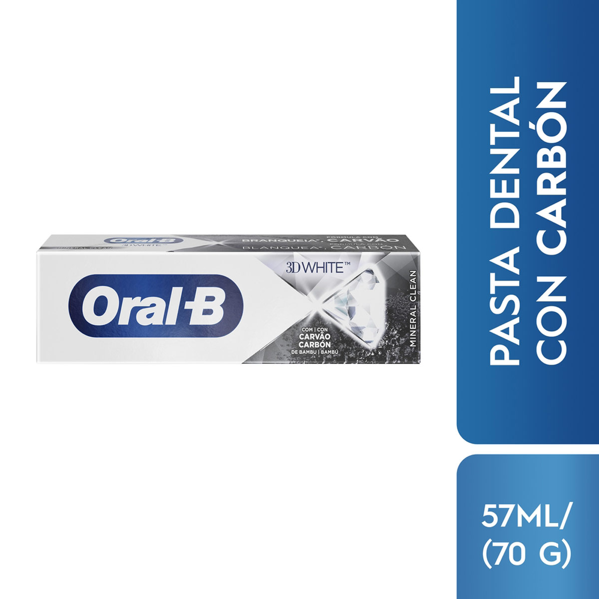 Oral-B Pasta Dental 3D White Mineral Clean Con Carb&oacute;n 53 ml image number null