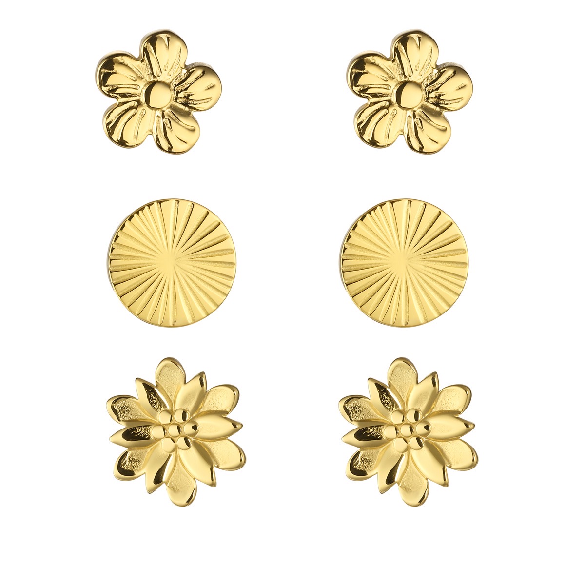 Set de Aretes Acero Inoxidable Dorado Enso image number null