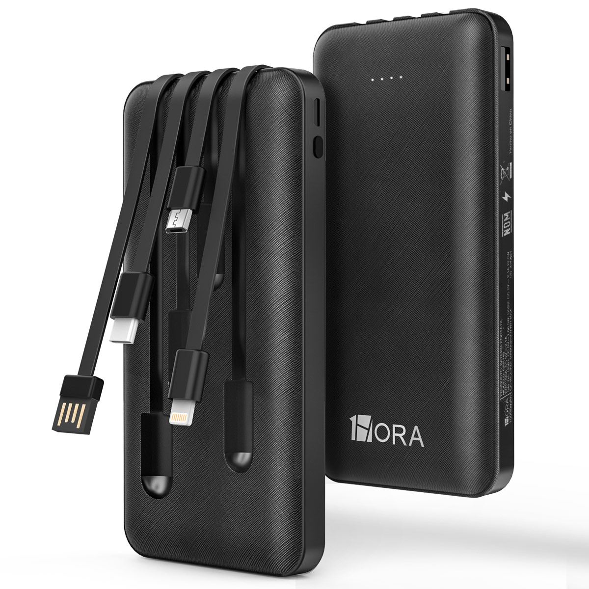 Batería 10000 mAh 2.1A con Cables Integrados image number null