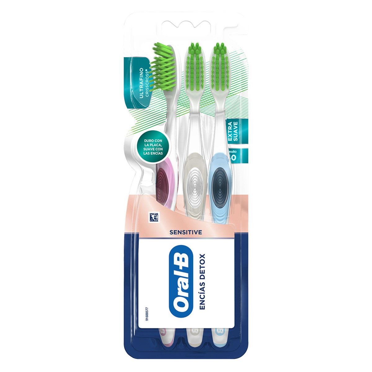 Oral-B Sensitive Cepillo dental Enc&iacute;as Detox Extra Suave 3 Unidades image number null
