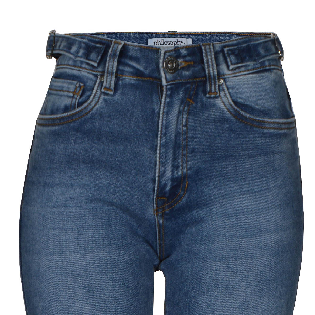 Jeans Recto con Cintas Laterales Philosophy Color Azul Talla 5 para Mujer image number null