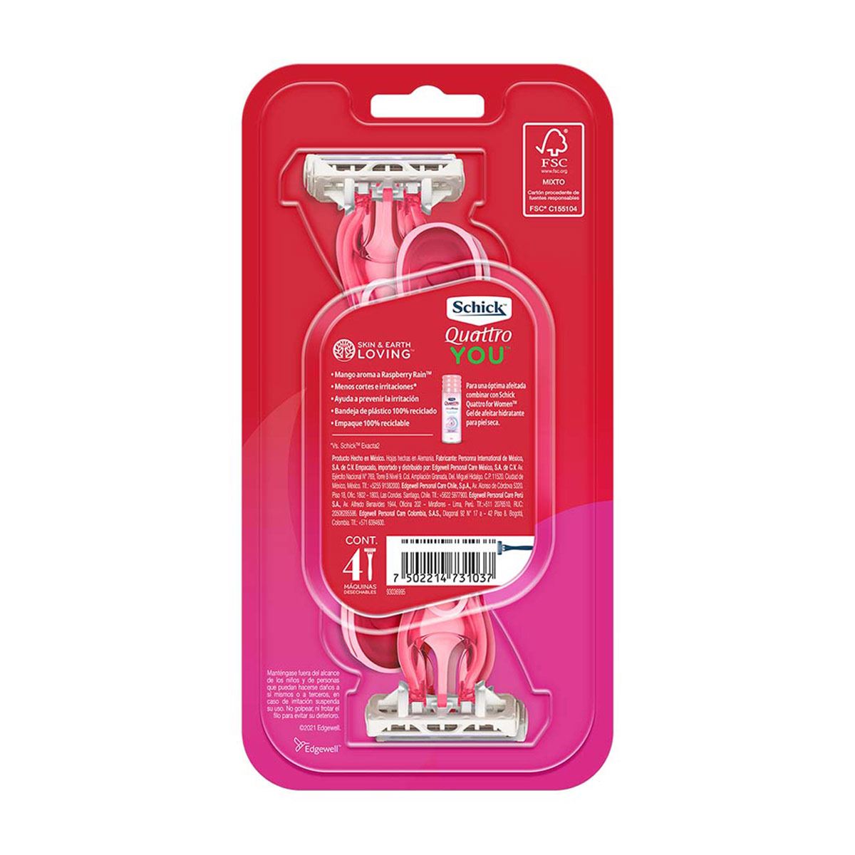 Schick Quattro You Rastrillo Raspberry Rain 4 pz image number null