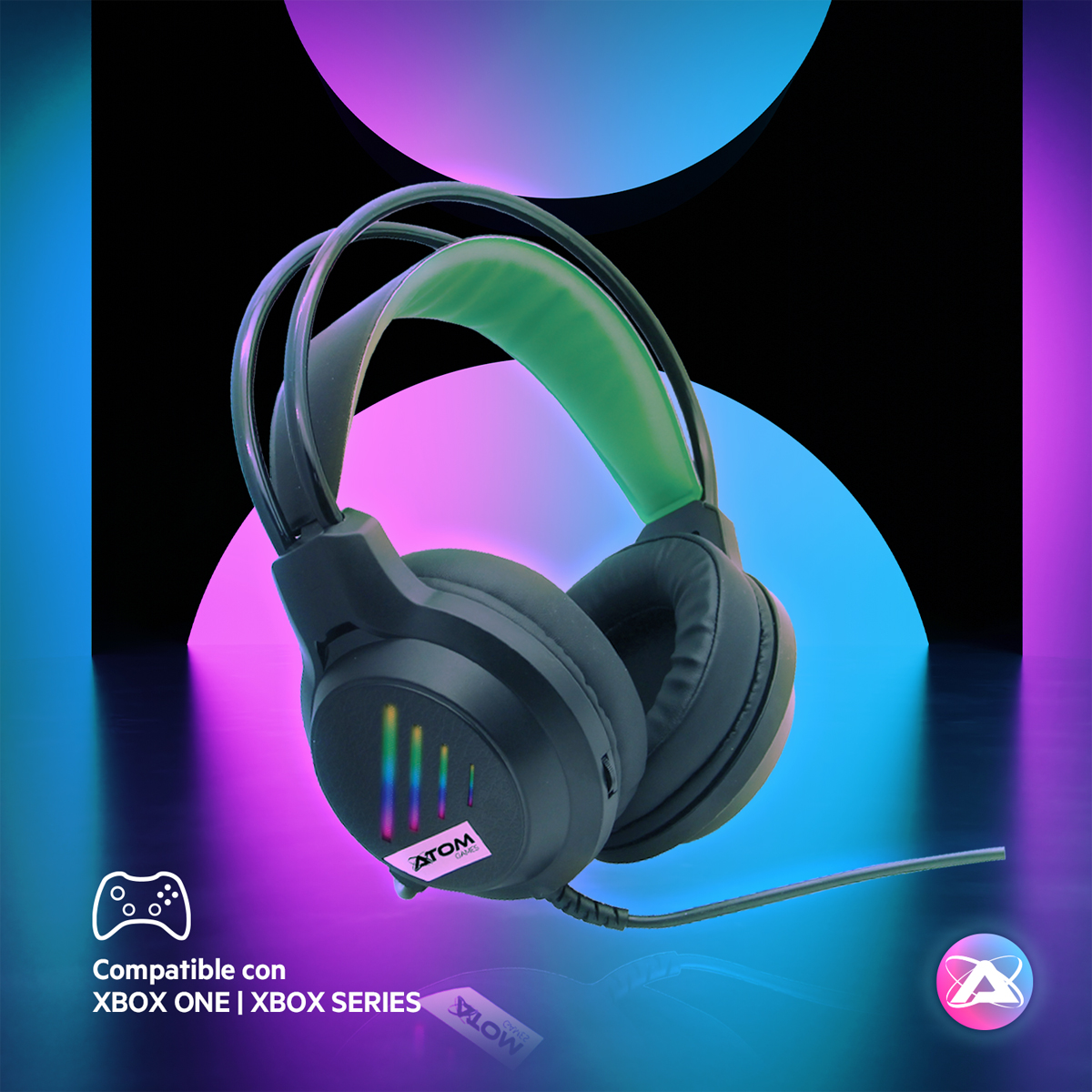 Audífonos Gamer RGB ATOM GAMES para XBOX  Alámbrico con Micrófono Ajustable image number null