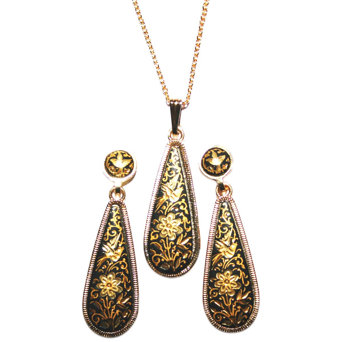 Juego aretes y dije damasquinado 41803 image number null
