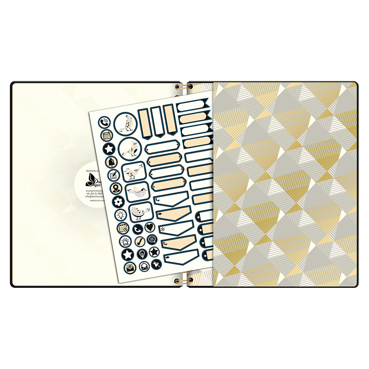 Agenda Semanal con Espiral Negra Premium Paper image number null