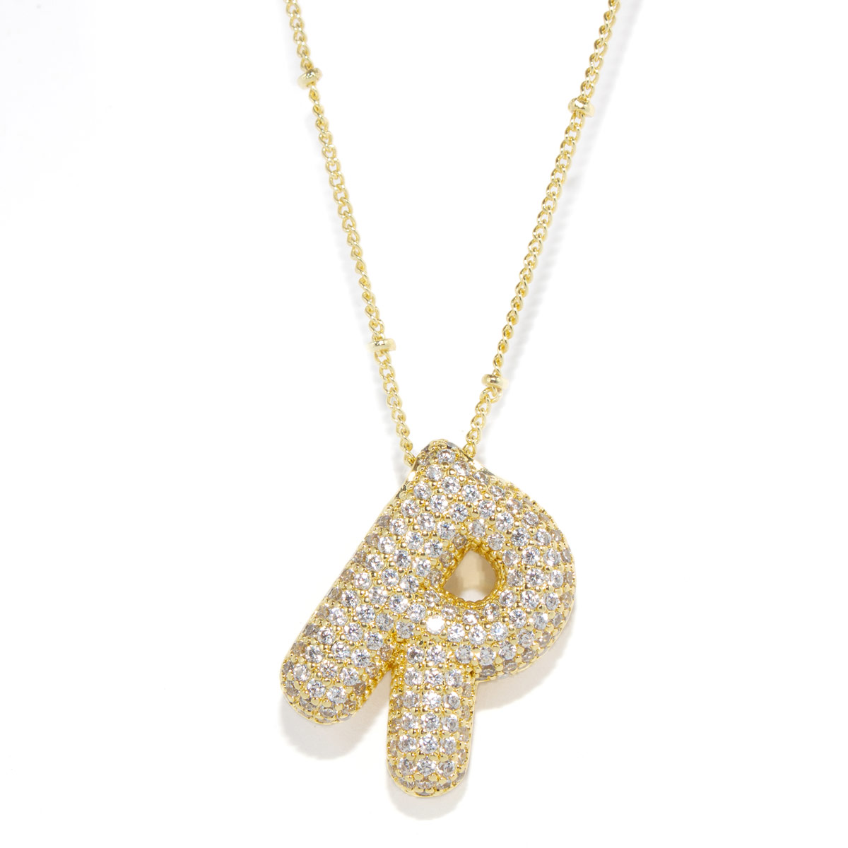 Collar Dorado de Cobre y Zirconia Letra R Vstone image number null