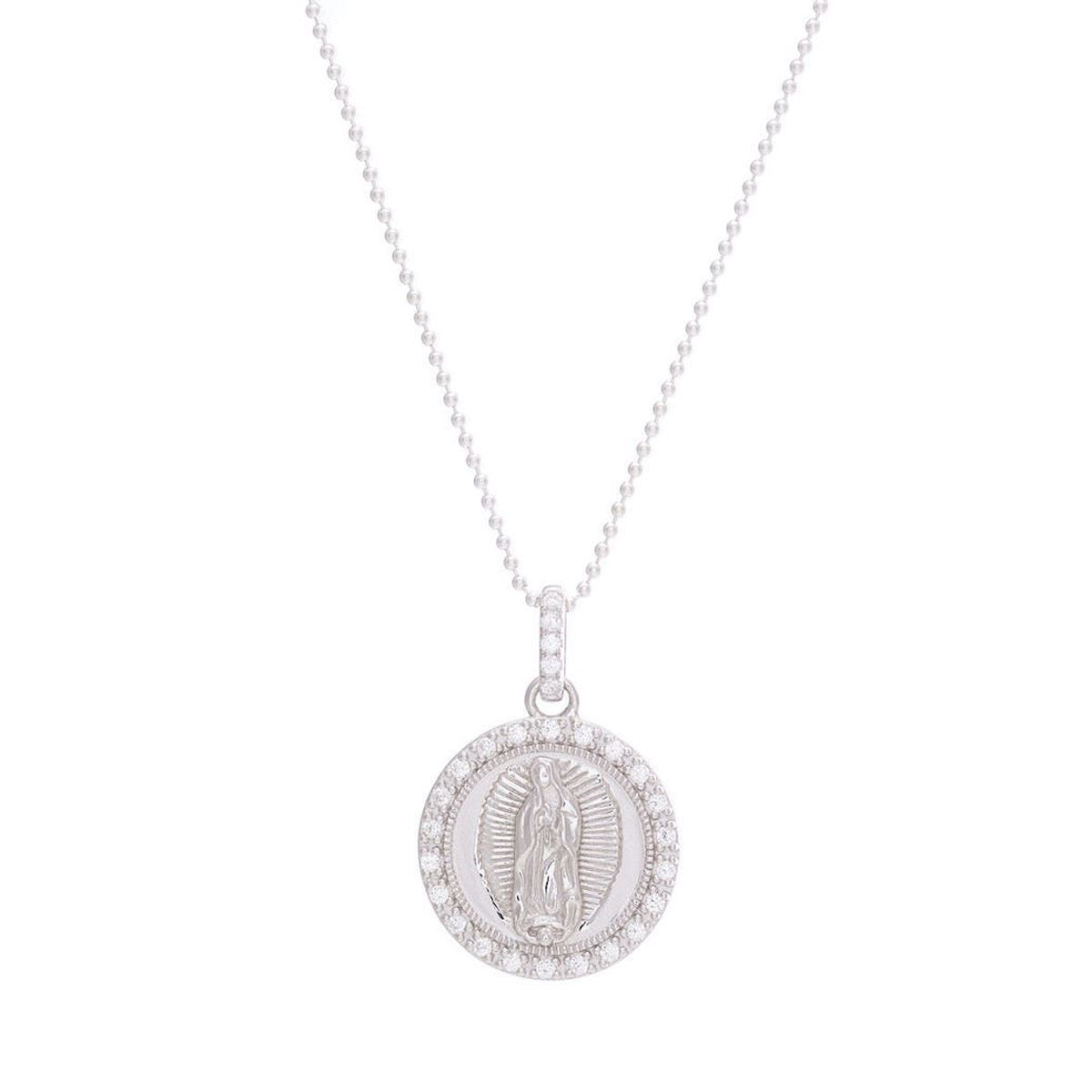 Medalla Virgen de Guadalupe con marco de circonias plata image number null