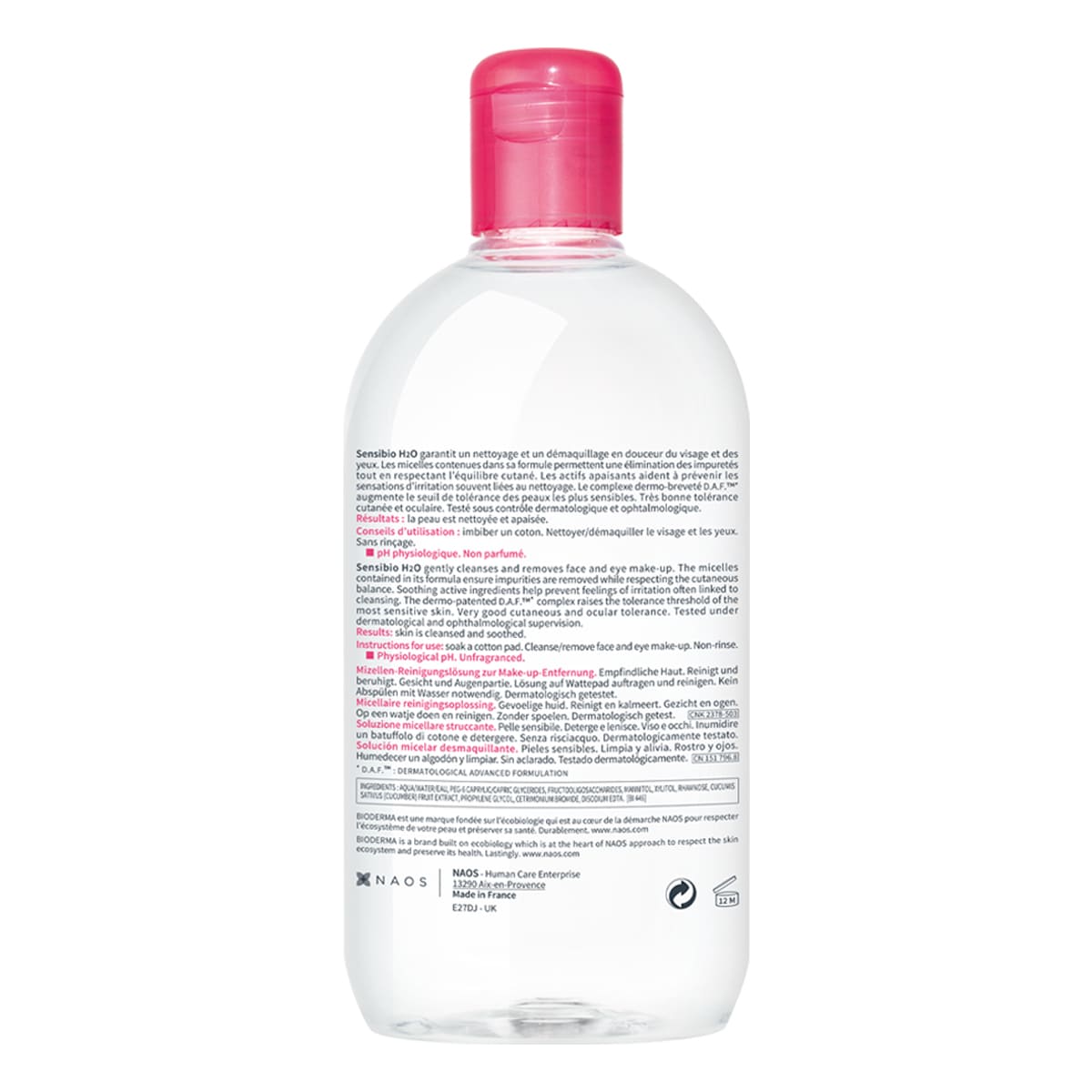 Bioderma Sensibio H2O Agua Micelar Desmaquillante para todo tipo de piel, 500 ml image number null