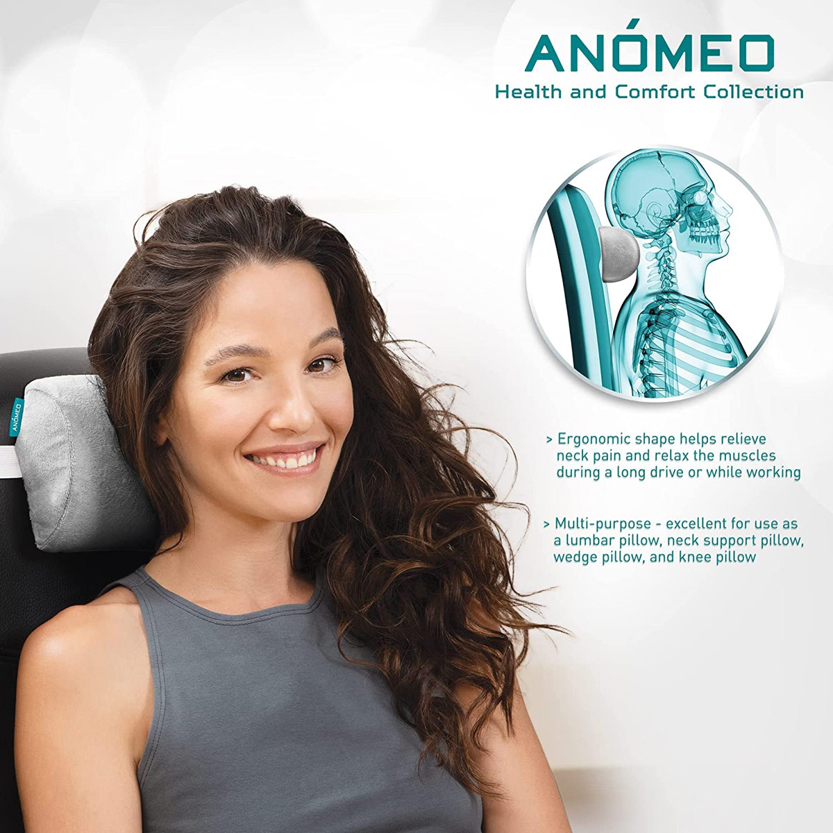 Almohada Cilindro Para Cuello Gris Anomeo image number null