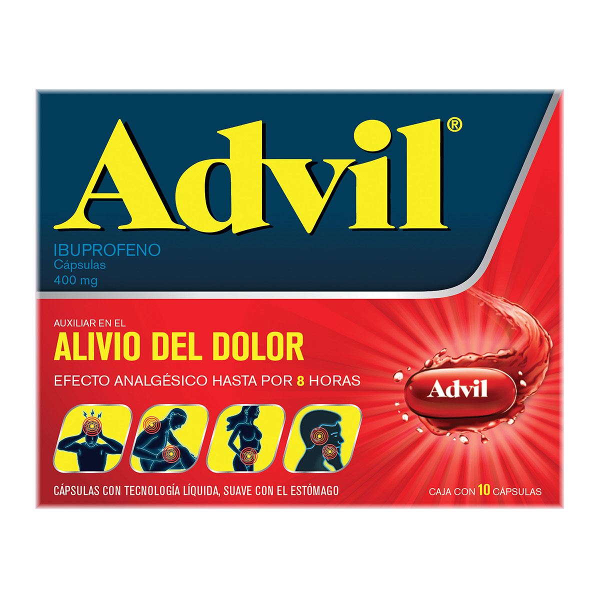 Advil 400 mg 10 Cápsulas para Dolores Moderados a Fuertes image number null