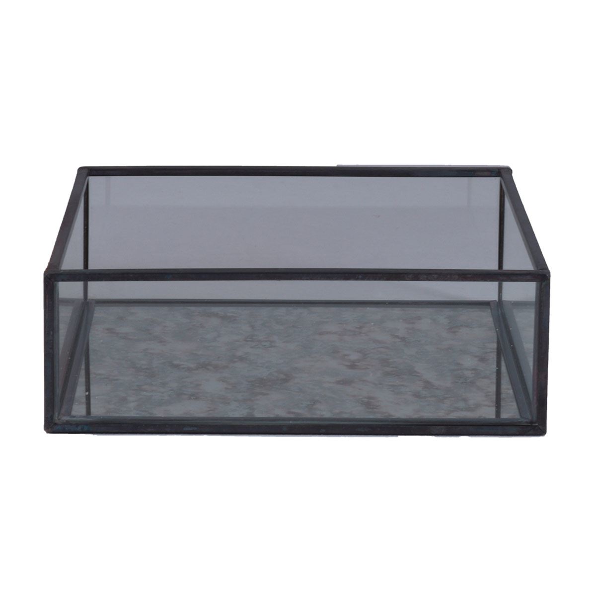 Home Nature joyero cloud cuadrado elaborado en cristal con bordes met&aacute;licos 15*15*5 cm image number null