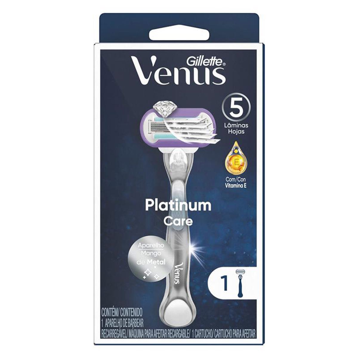Kit Rastrillo para Afeitar Recargable Gillette Venus Platinum Care + Repuesto para Afeitar image number null