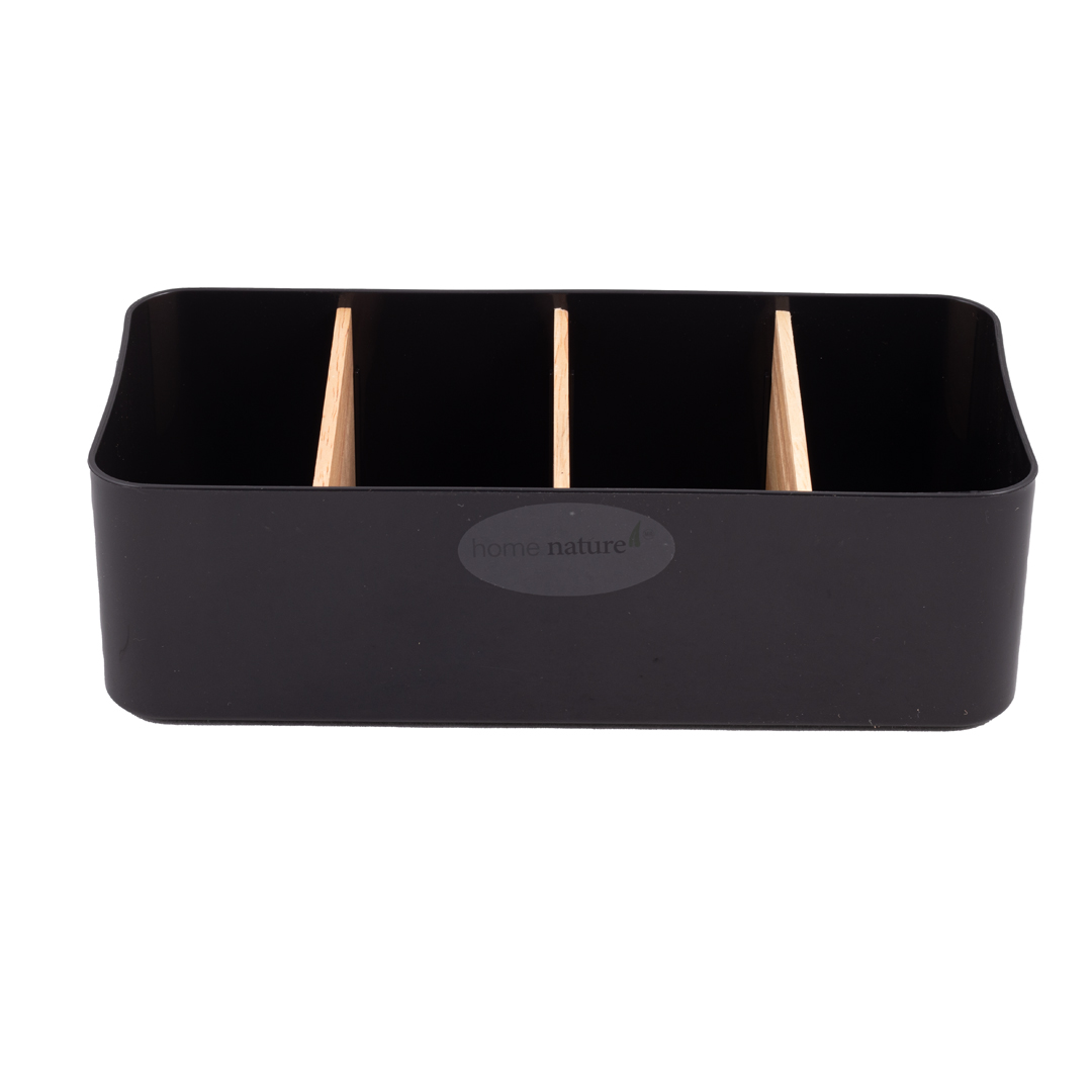 Home Nature Organizador multiusos de plástico con 4 divisiones de madera image number null