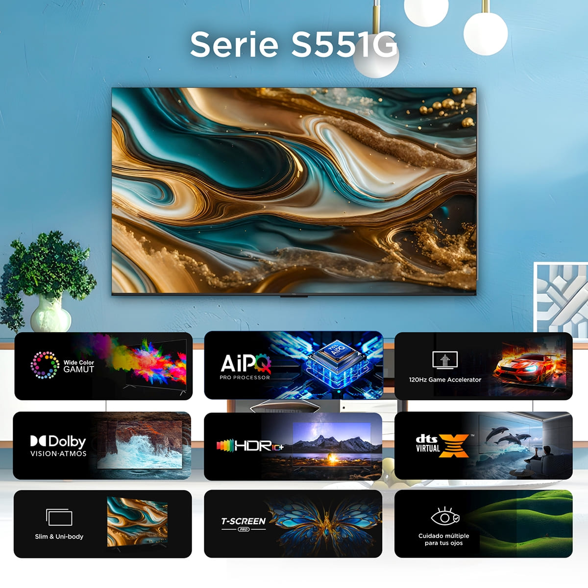 Pantalla Google TV TCL de 43 Pulgadas 4K 43s551g image number null
