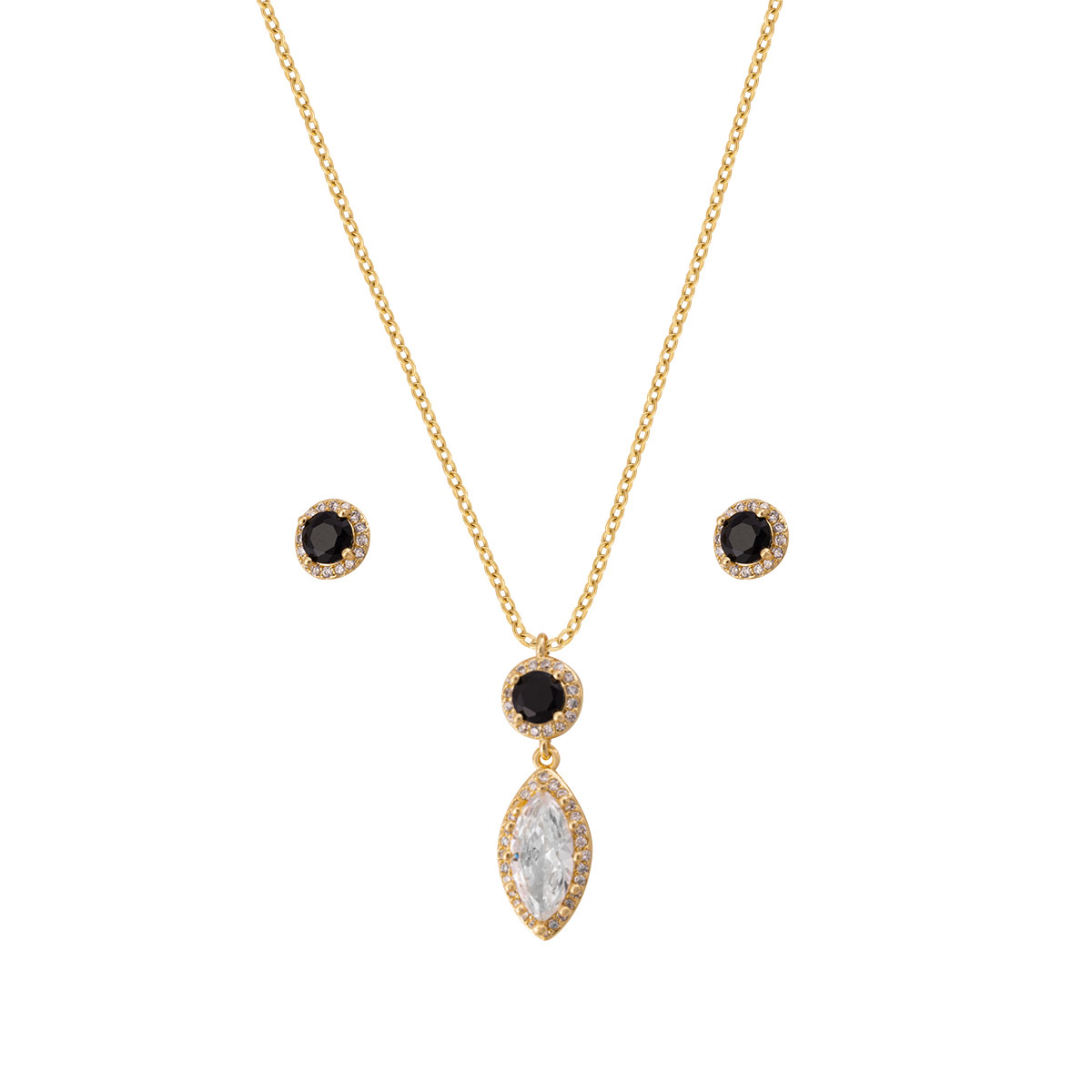 Juego de Aretes y Collar Botón Chapa de Oro Dorado Unlimited By Oro Boleado image number null