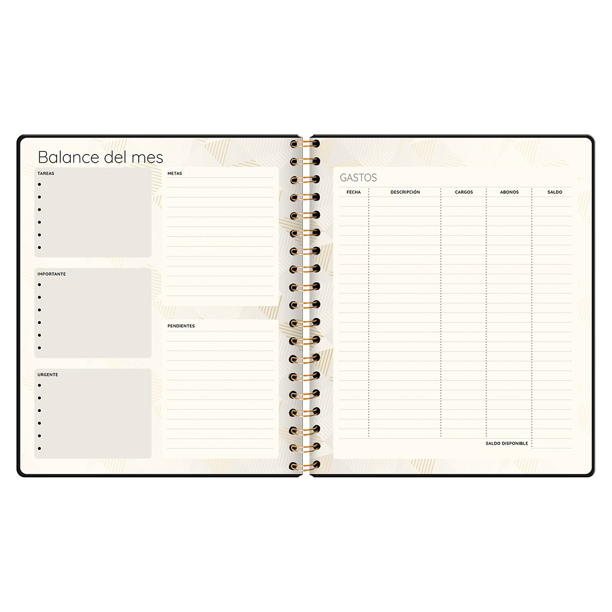 Agenda Semanal con Espiral Negra Premium Paper image number null