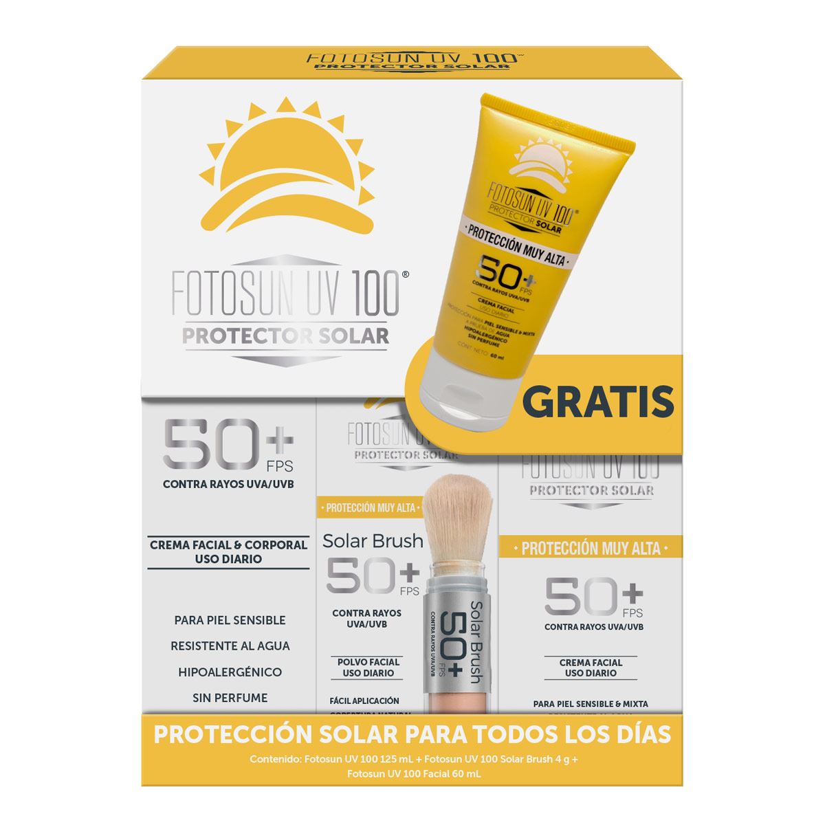 Kit FotoSun uv100 3piezas FotoSun Brush,FotoSun Facial y FotoSun corporal image number null