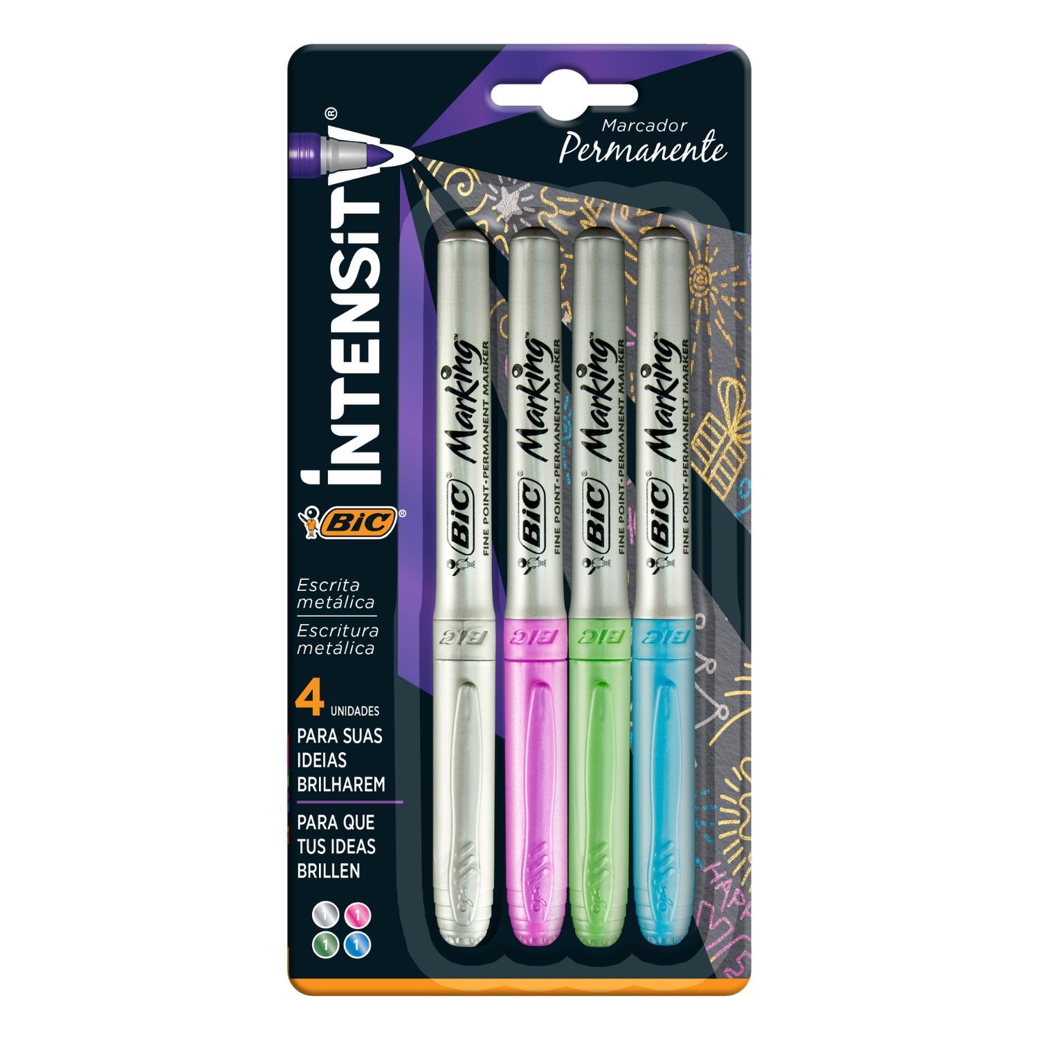 Marcador Permanente Metallic Marking 4 Piezas Bic image number null