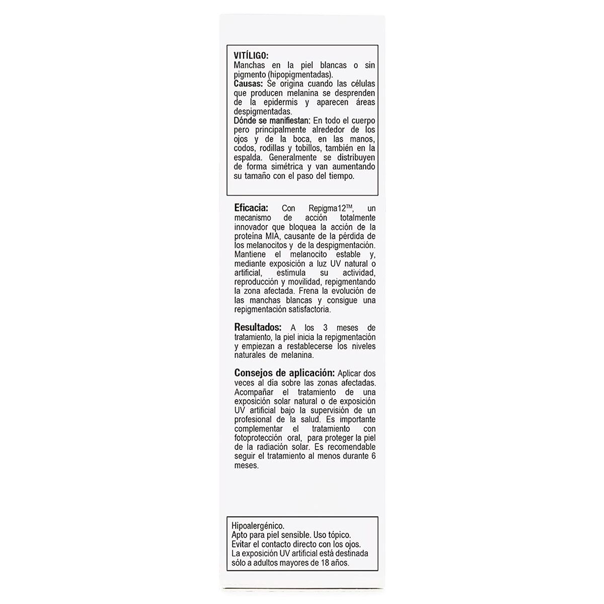 Tratamiento Cosmético para manchas Blancas o Vitíligo Repigment12 image number null