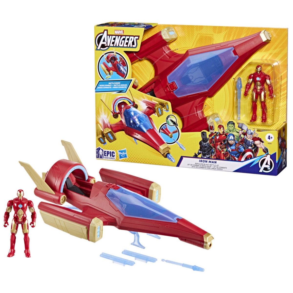 Set Figura de Acción Marvel Avengers Iron Man + Jet de Combate image number null