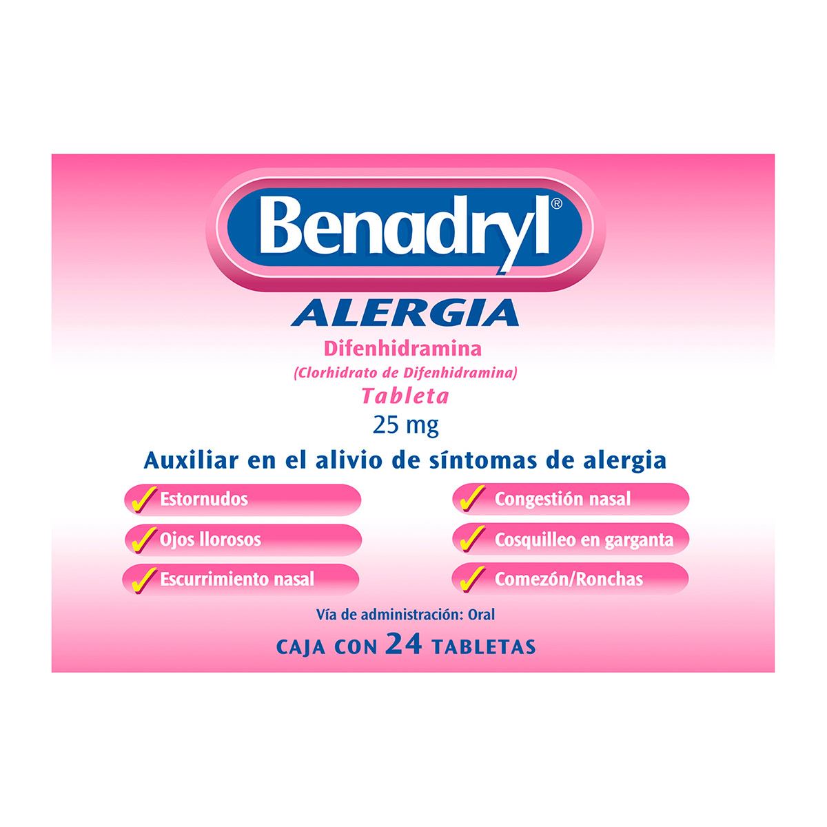 Benadryl 25 mg 24 Tabletas image number null