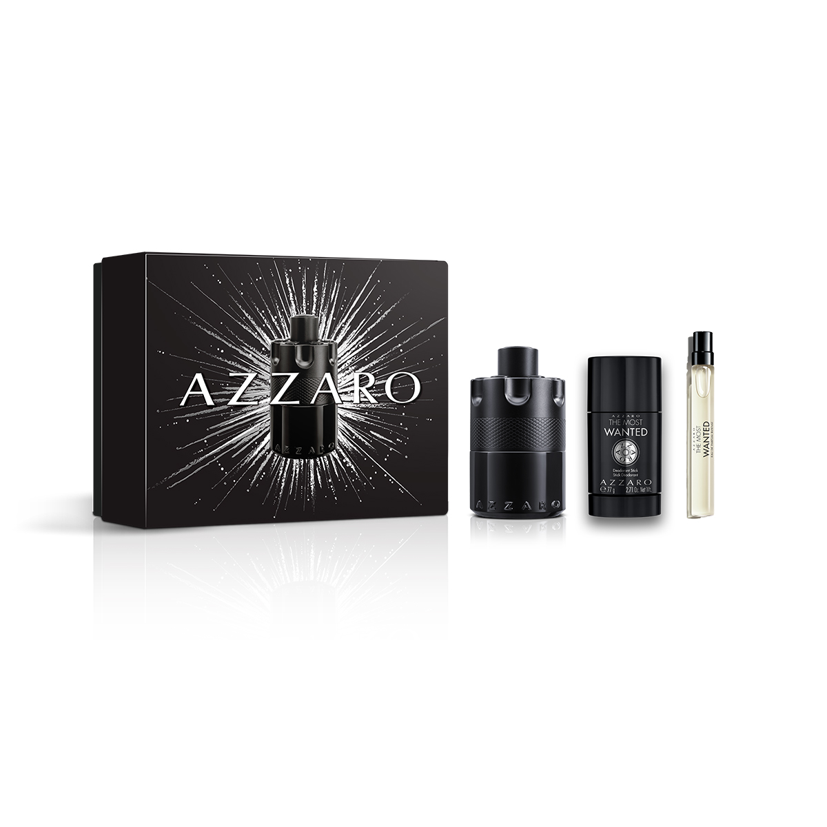 Set Eau De Parfum Azzaro The Most Wanted 100 Ml + 77Gr Desodorante+ Eau De Parfumi 10 Ml para Hombre image number null